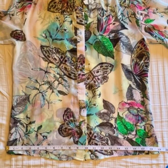 🦋 Signature Studio Butterfly Pattern Sheer Blouse, Pre-Owned, Size S 🌸 - Picture 15 of 17